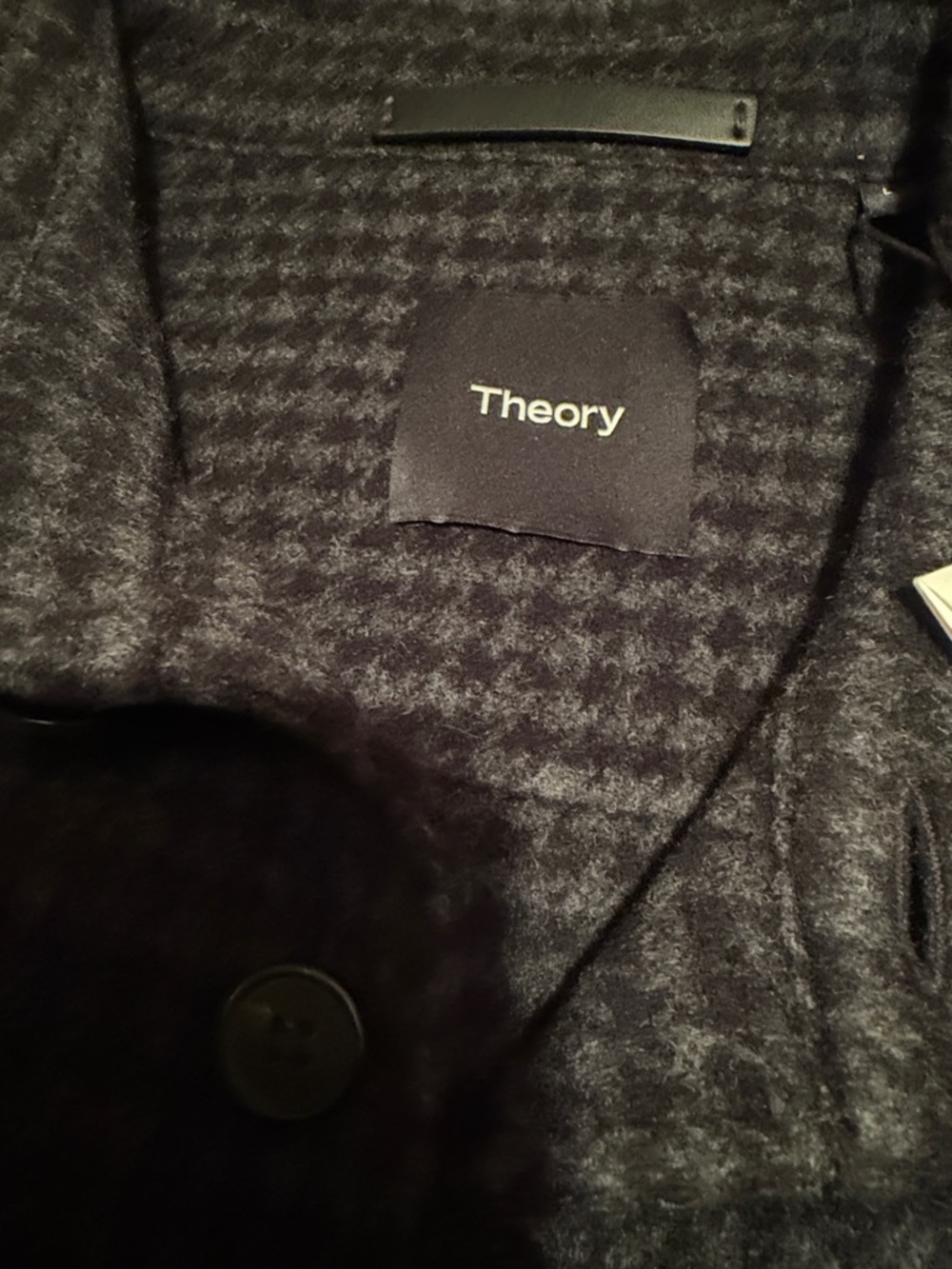 THEORY Houndstooth Wool-Cashmere Shirt Jacket size L - Picture 6 of 8